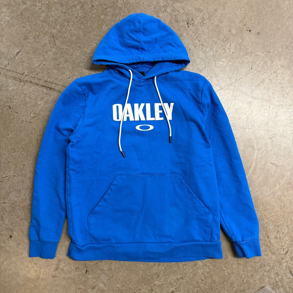 Oakley B1B Pullover Hoodie Blue White Logo Graphic Sweatshirt Womens Medium